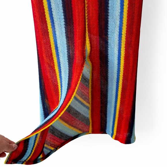 Vintage Le Chateau Y2K Rainbow Stripe Halter Maxi Dress Bodycon Boho XS S - Picture 7 of 7